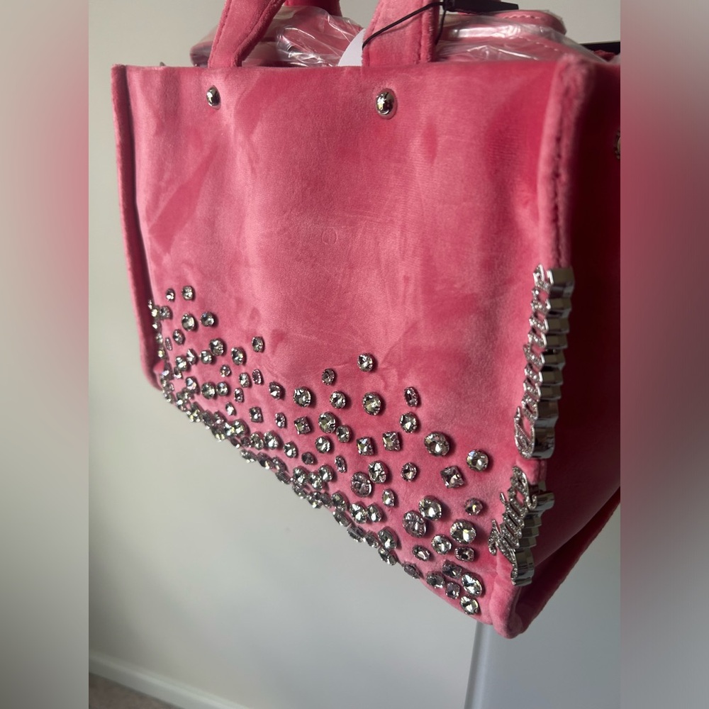 Juicy couture uk Pink rhinestone velour Tote bag with pouch - Picture 4 of 13